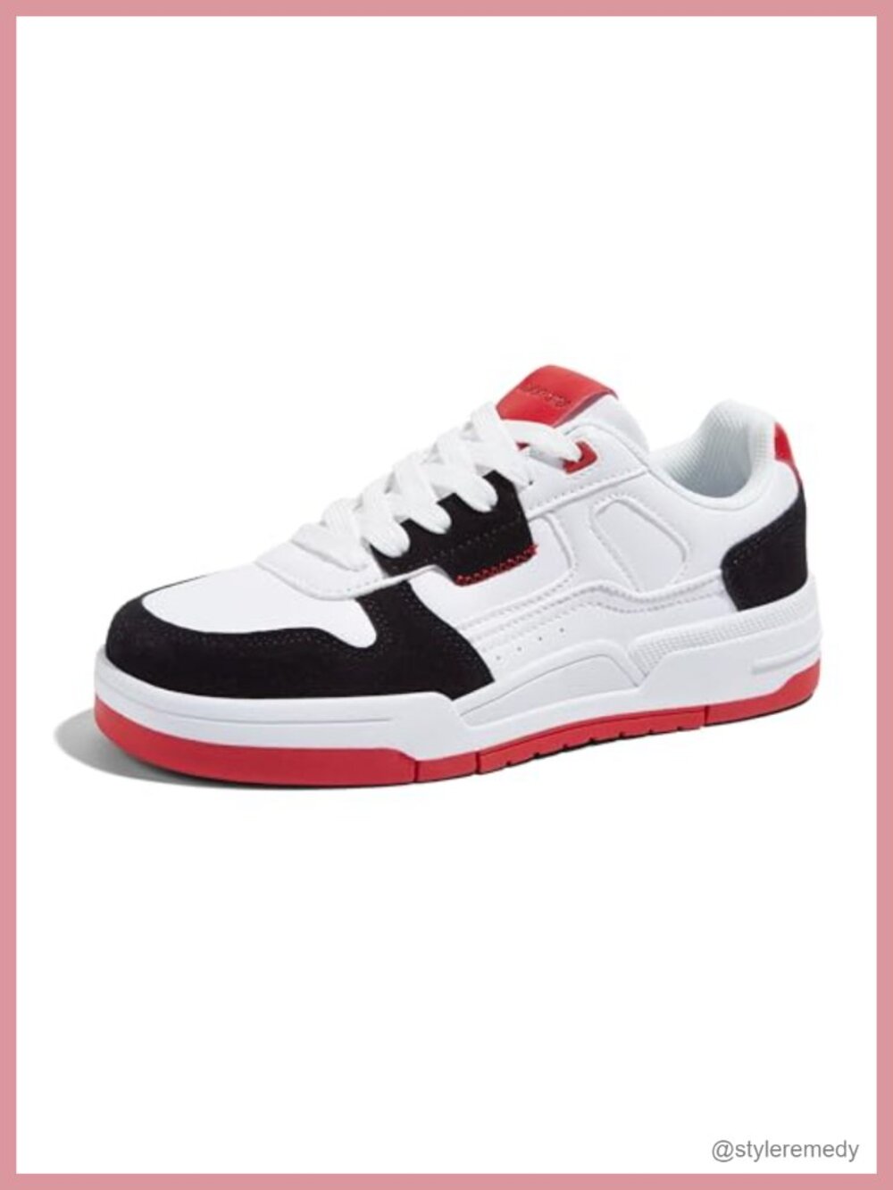 Women's PU Leather Lace Up Fashion Sneakers Low Top Casual Shoes